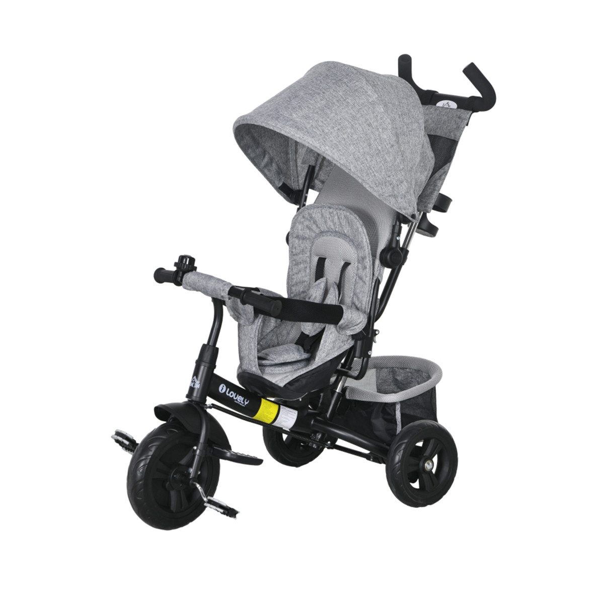 XDeer Dreirad Kinderdreirad 6 in 1 mit Schubstange Rückenkorb Becherhalter, und Sonnendach Dreirad Kinderwagen Kinderfahrrad für 1-5 Jahre