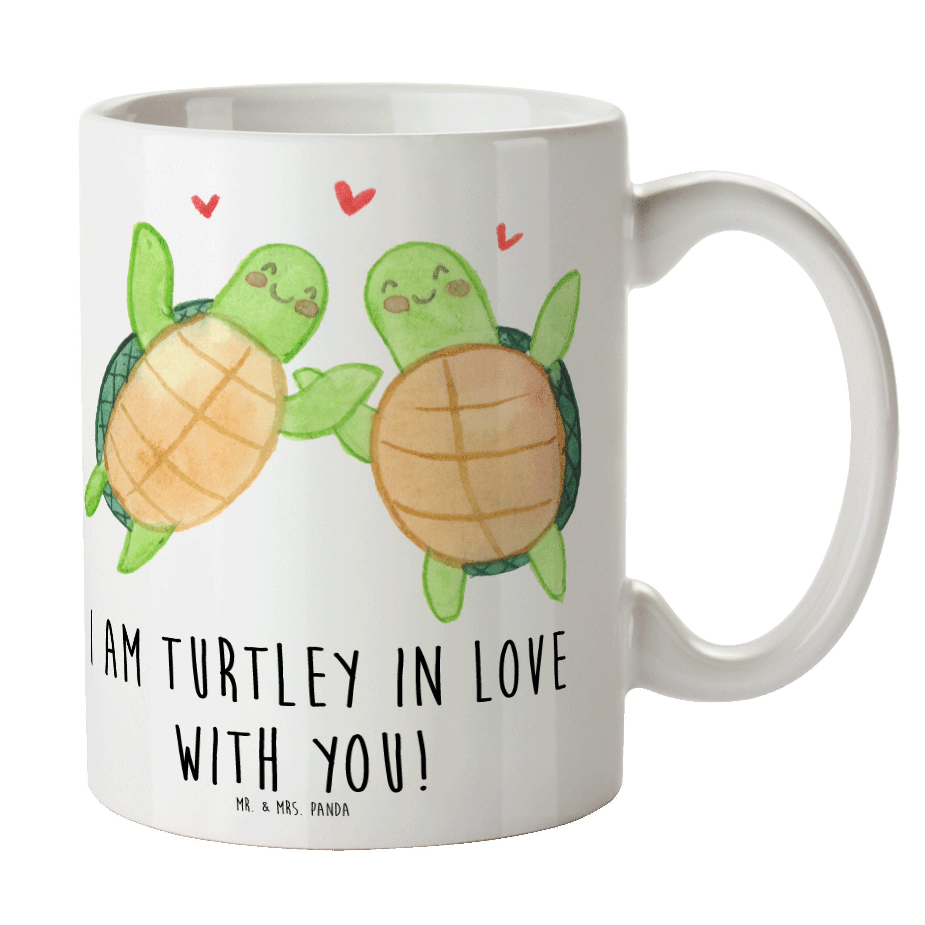 Liebe, & Mrs. Mr. Geschenk, Liebesbeweis, Schildkröten Panda Weiß Keramik - Tasse - Verlobung, Paar