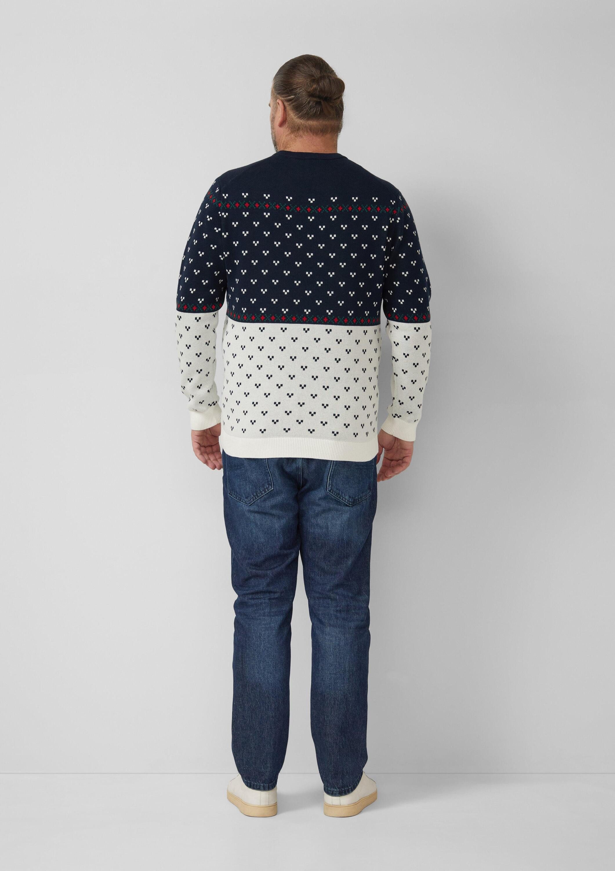 s.Oliver Longpullover Strickpullover Weihnachtspullover aus reiner Baumwolle mit Peanuts®-Motiv