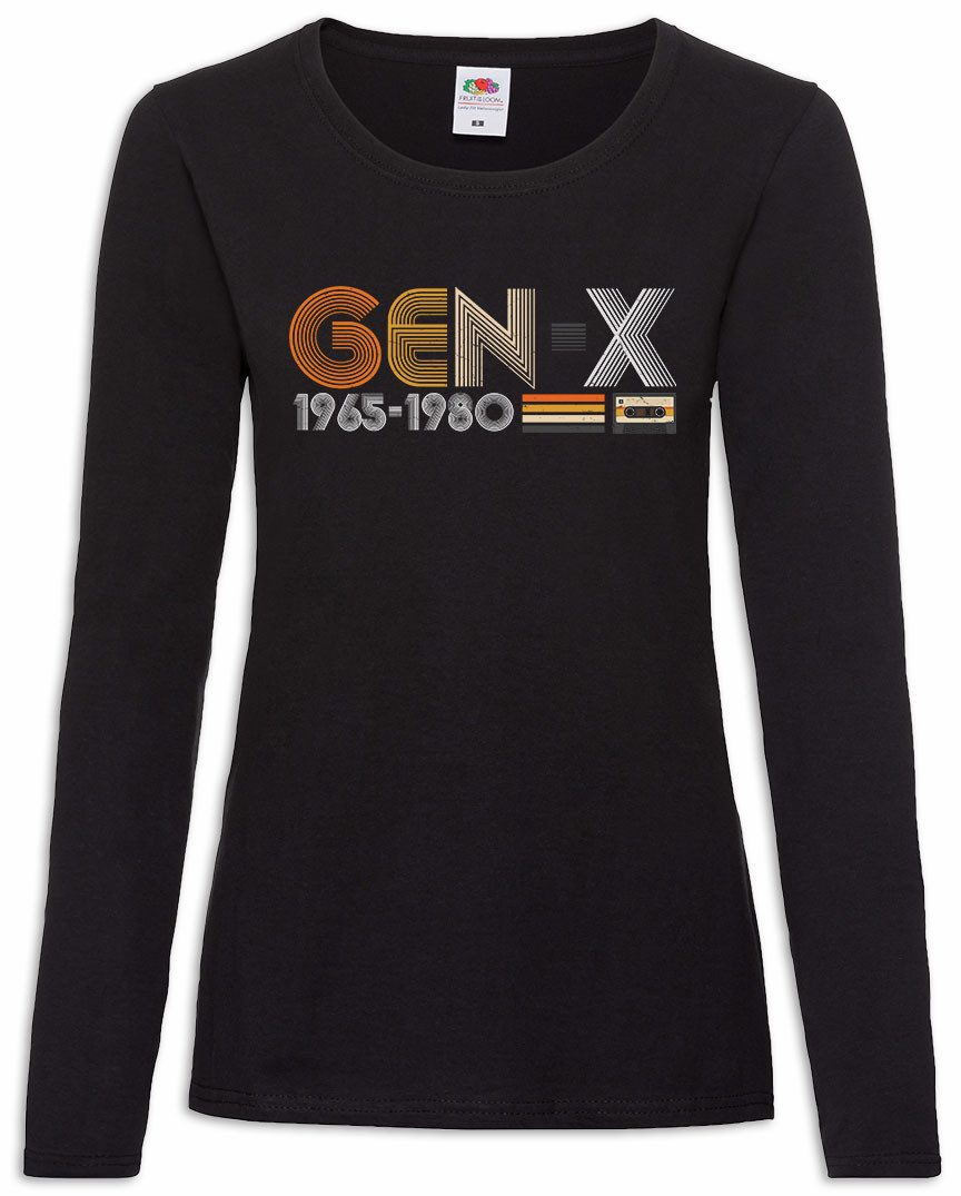 Urban Backwoods Langarmshirt Gen-X Damen Langarmshirt Generation X Retro Vintage MC VHS 70s 80s (1-tlg) Tape Kassette Viedeo Player