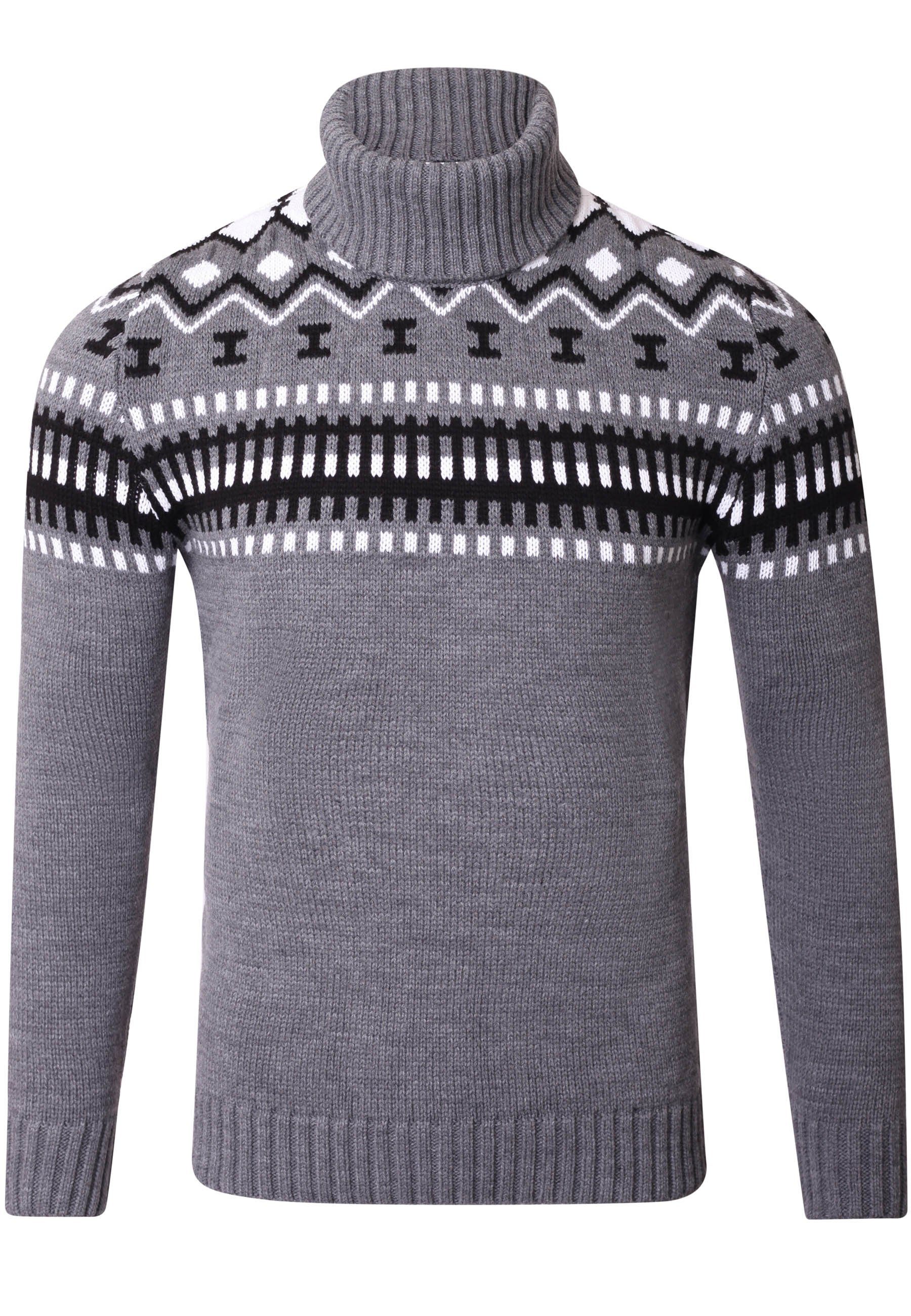 Strickpullover Reslad Rollkragenpullover Herren Grobstrick Norweger Pullover Winter