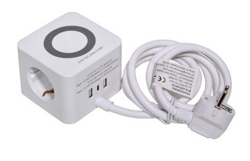 KS-Direkt 3xfach Verlängerungskabel QI-Charger 2xUSB 1xUSB-C Mehrfachstecker Verlängerungskabel, (1.5 cm), mit QI – Ladefunktion;, mit 2 x USB-A und 1 x USB-C