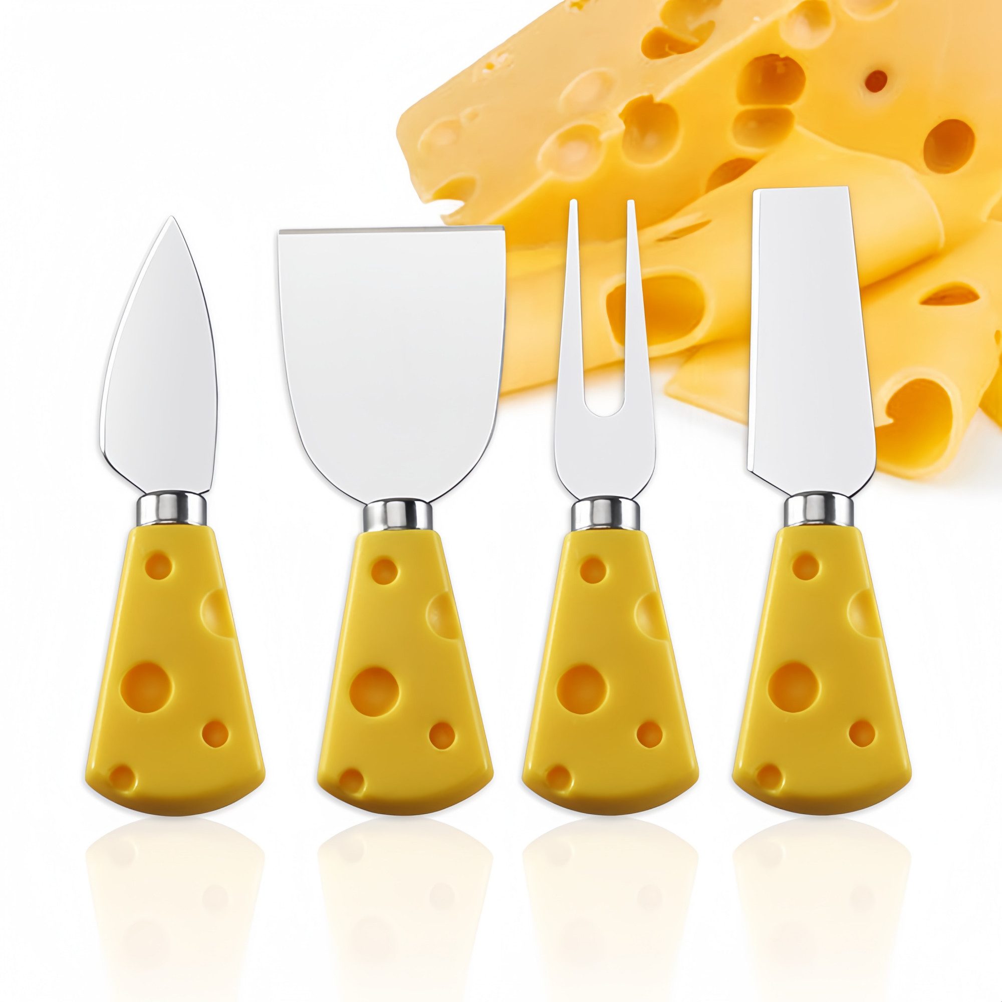 FOUORTUNATE-BEE Käsemesser 4er Set Käsewerkzeug aus Edelstahl mit Käsegriff, Käsemesser Set für Butter, Käse und Desserts
