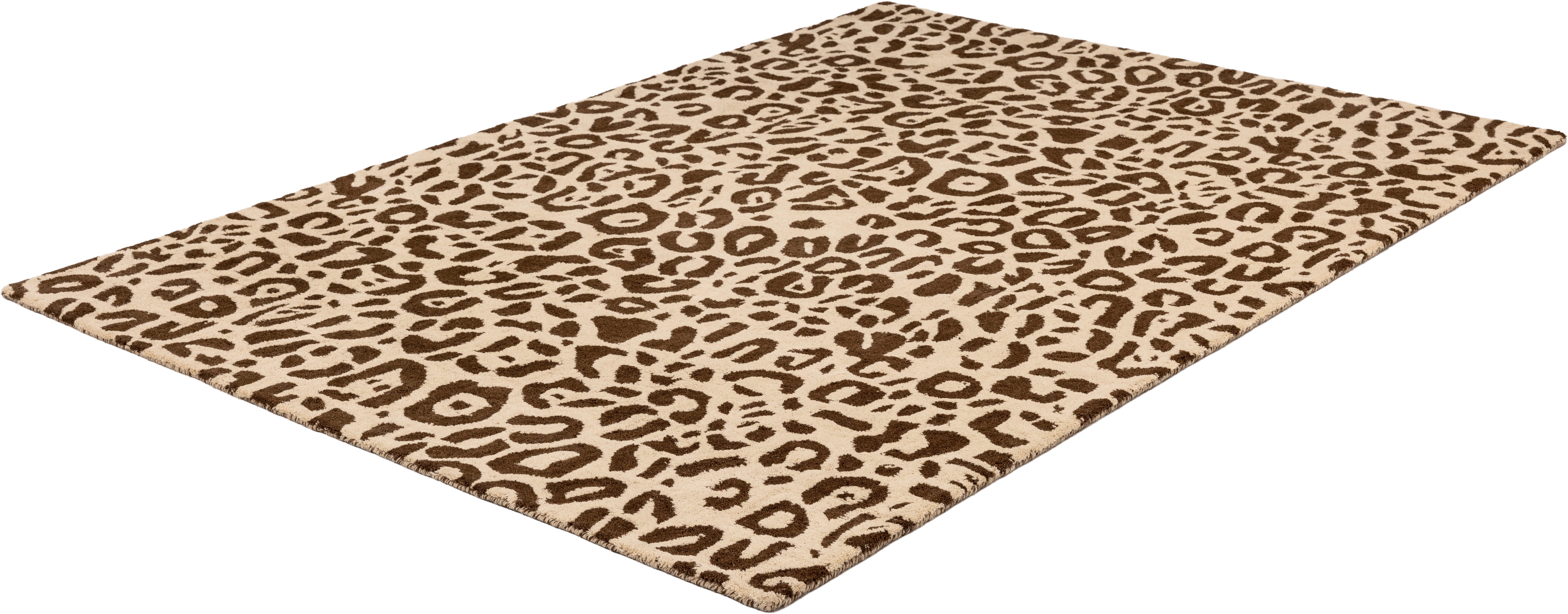 OTTO home Wollteppich Gabbo Leo, Leopardenmuster, handgearbeitet, rechteckig, Höhe: 14 mm, reine Wolle, Uni, Wohnzimmer, Schlafzimmer, Esszimmer – Bild 5 von 5