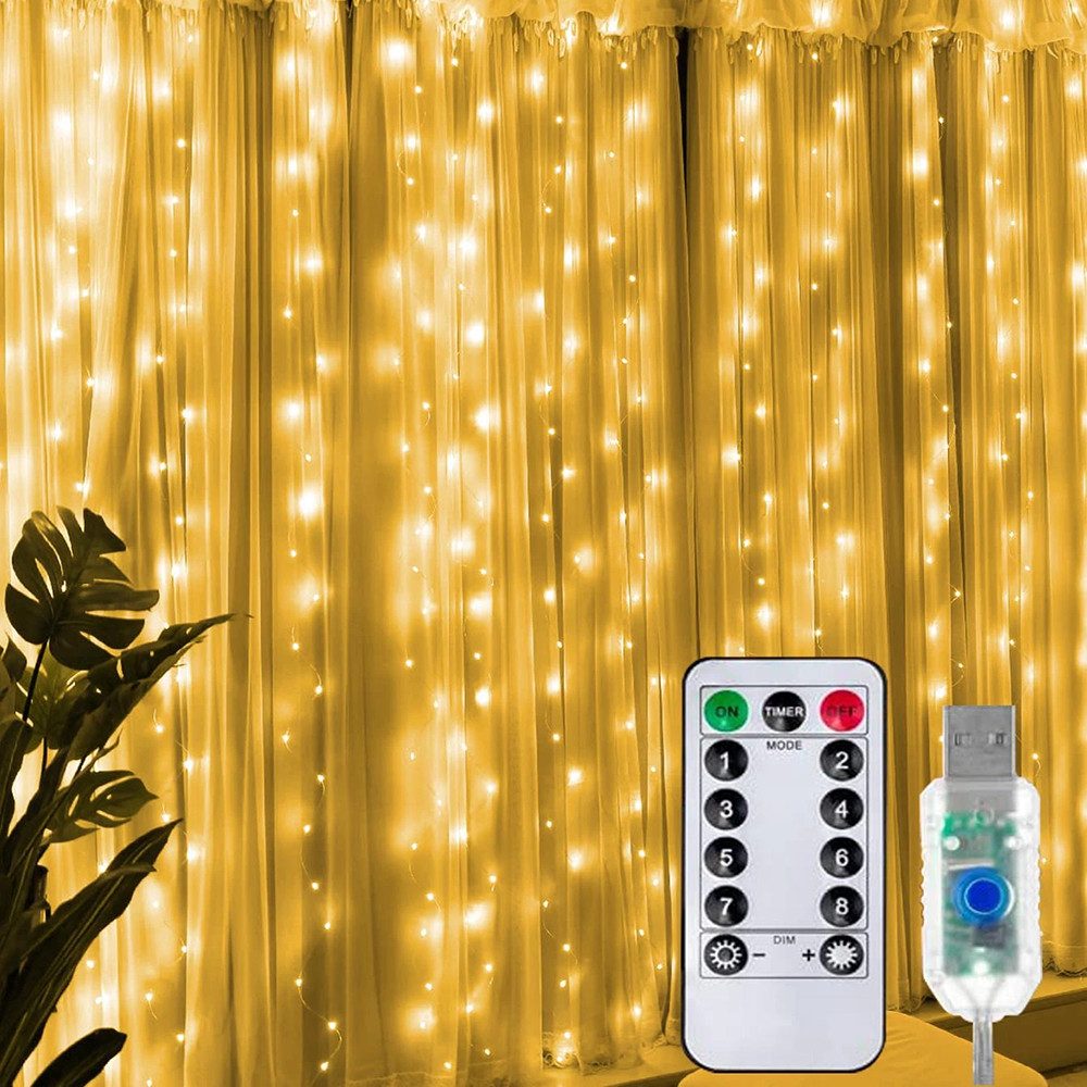 FOUORTUNATE-BEE LED-Lichtervorhang 300 LED USB Lichtervorhang günstig online kaufen