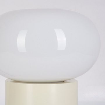 hofstein Tischleuchte moderne Nachttischlampe aus Metall/Glas in Creme/Weiß, ohne Leuchtmittel, Tischlampe, Ø 20cm, mit An-/Ausschalter, 1xE27, ohne Leuchtmittel