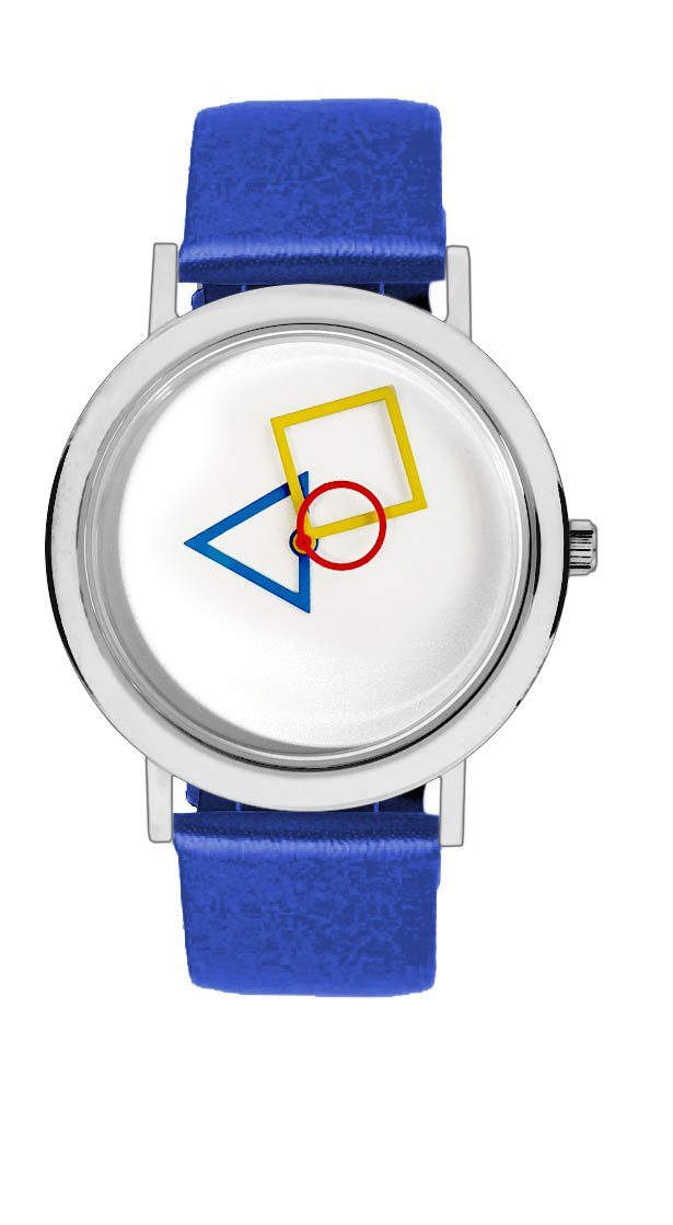 ARISTO Quarzuhr 4D85B, Bauhaus Jubiläum Blau, Quarz Damenuhr mit Lederarmband - Made in Germany