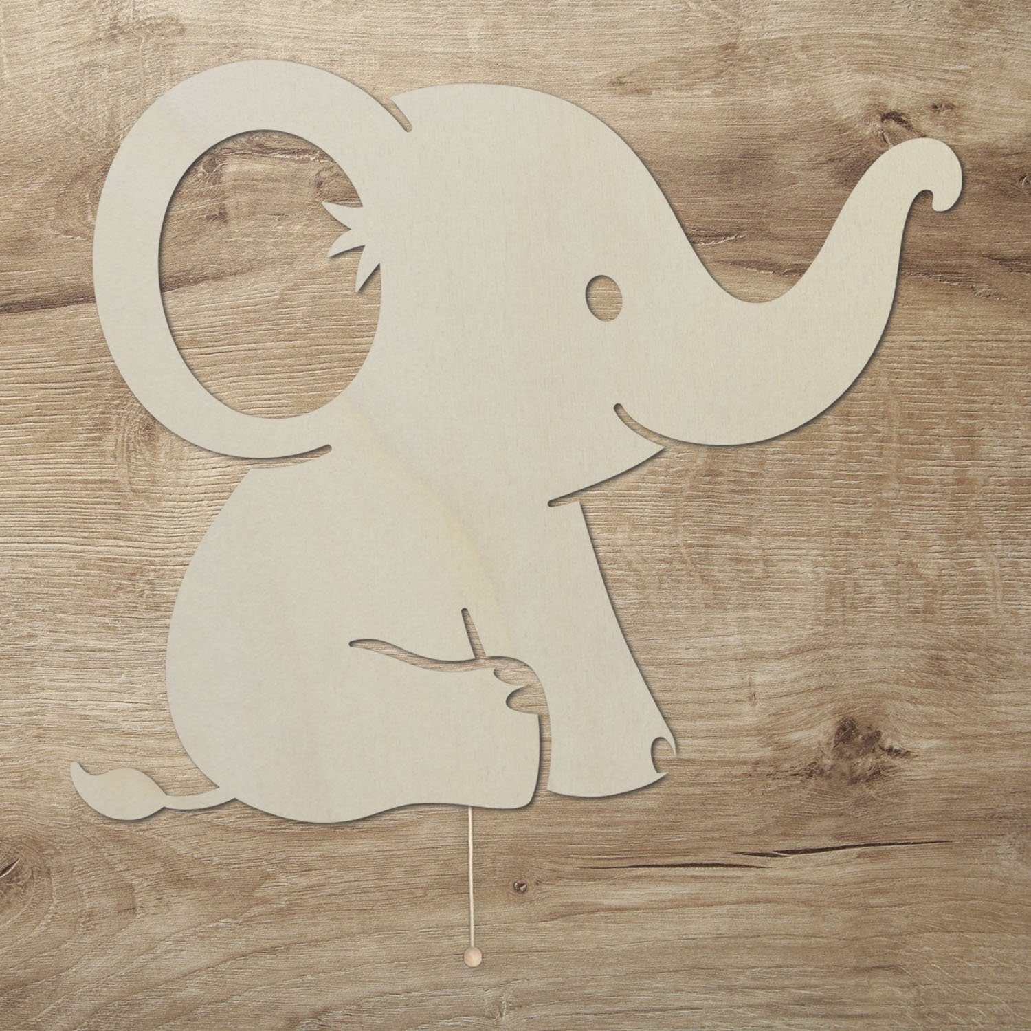 Namofactur LED Dekolicht Baby Elefant - Schlaflicht mit Elefanten Motiv für Kleinkinder, Mit Zugschalter, LED fest integriert, Warmweiß, Wanddekoobjekt Kinderzimmer Leuchte batteriebetrieben