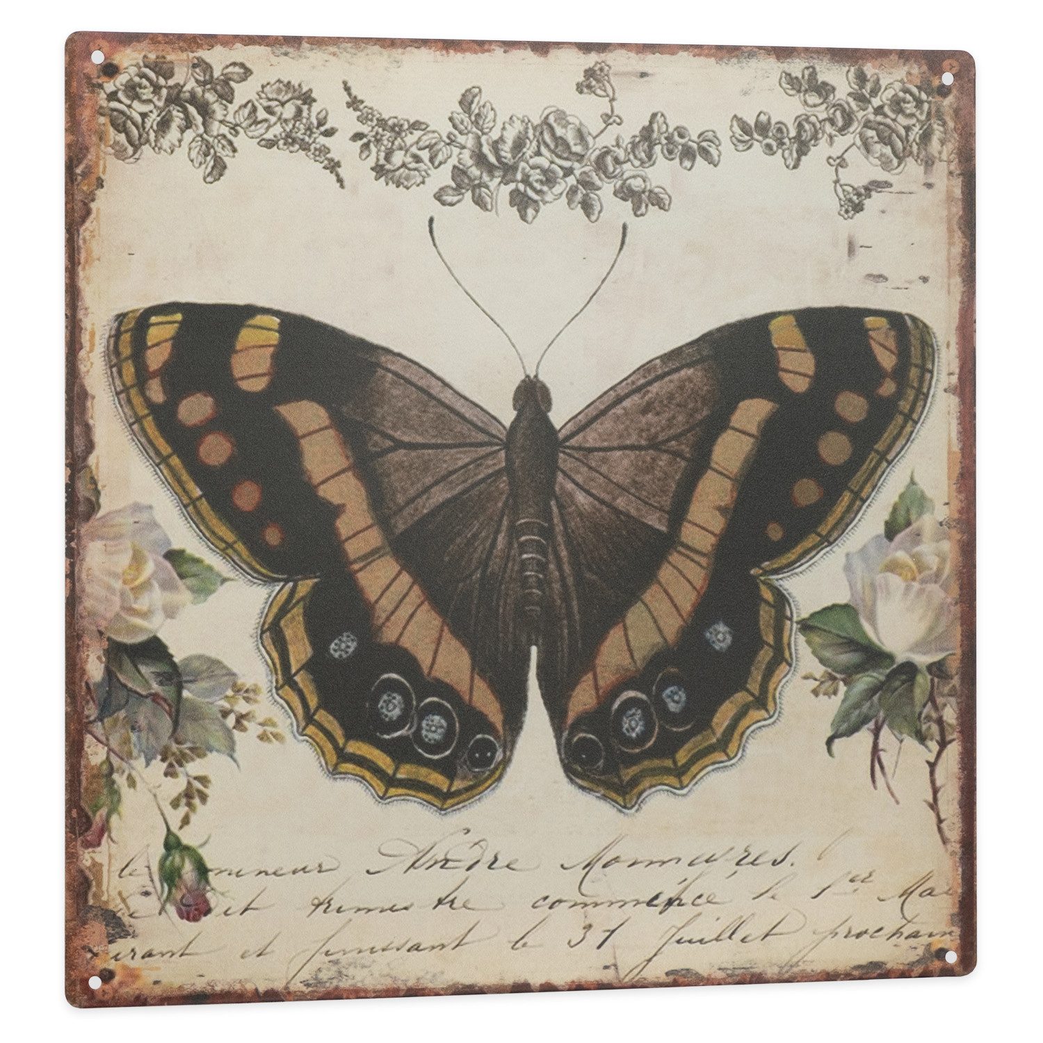Moritz Metallschild Blechschild Schmetterling, (Einzeln), Vintage Retro Deko Schild Metallschild Wandbild Schild