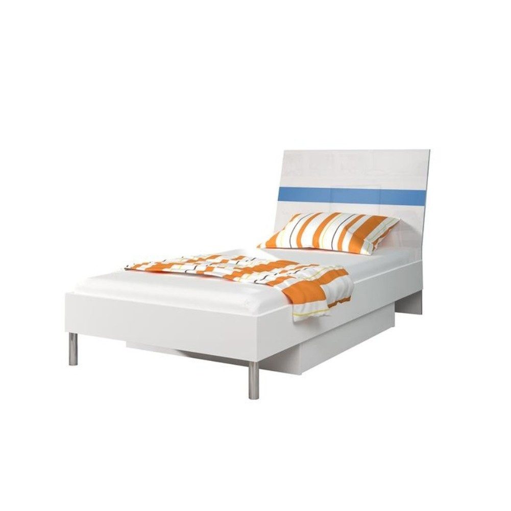JVmoebel Jugendbett Einzelbett Hochglanz blaues Holz Design für Kinderzimmer, Made in Europa