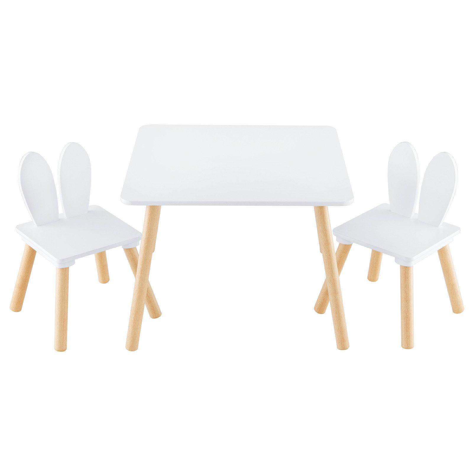 COSTWAY Kindersitzgruppe 3 TLG. mit Tisch & 2 Стульяn, aus Holz, für 3-6 Jahre