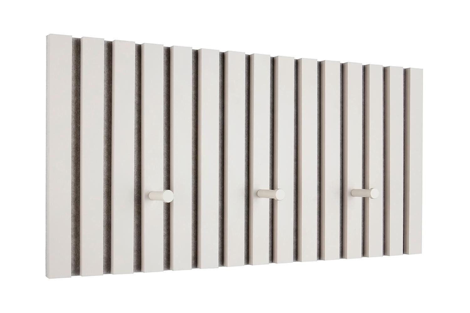 MIRRORS AND MORE Garderobenpaneel GRACE, Sandgrau, Schwarz, MDF, 3 Haken, B 60 x H 30 x T 7,5 cm
