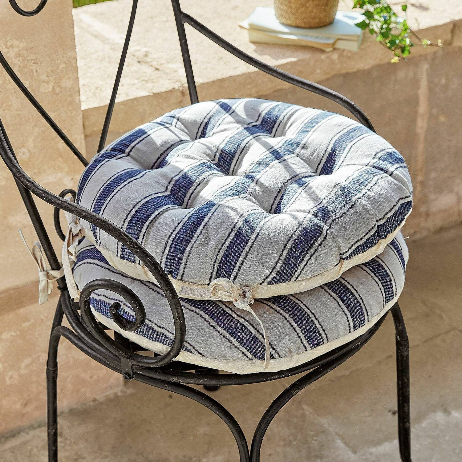 Mirabeau Kissenhülle Sitzkissen 2er Set Bourrignon blau/beige