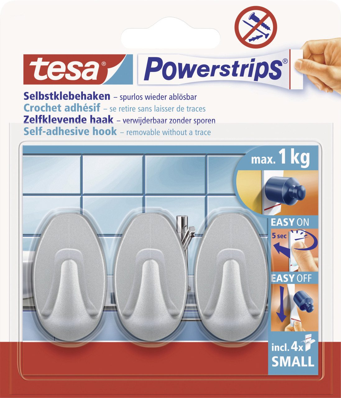 tesa Klebehaken tesa Haken Powerstrip Small oval, matt-chrome