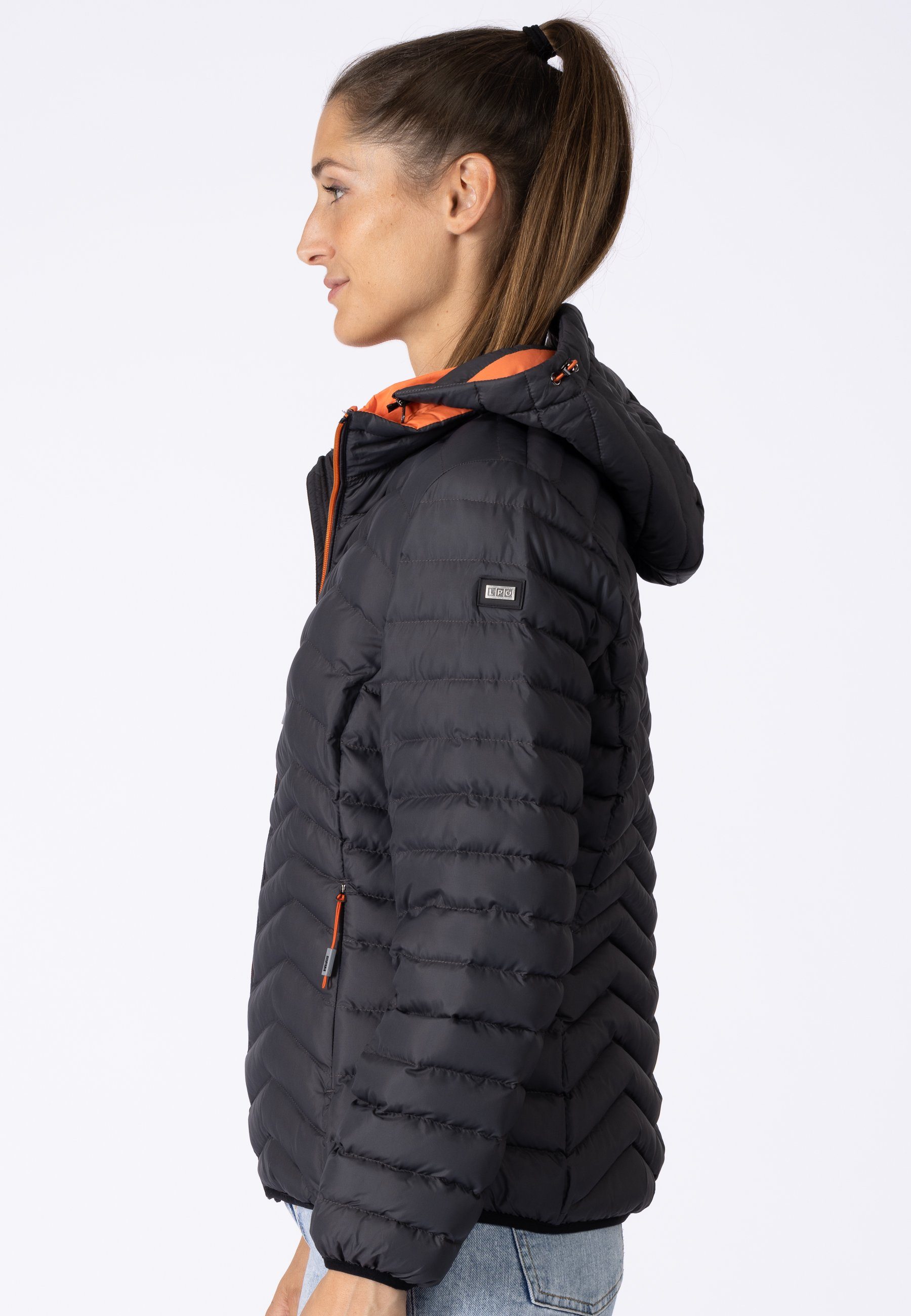 DEPROC Active Steppjacke SERAFINE Funktionsjacke, Größen Women in mit asphalt auch Outdoorjacke CS Großen Kapuze