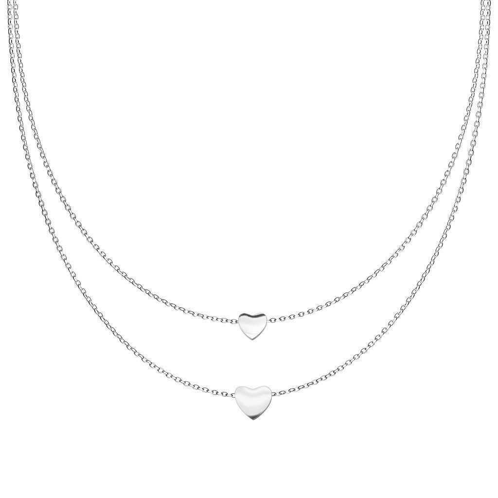 Herzen Varianten Halskette Necklace (1-tlg), aus verschiedene Doppelkette mit Damen Ketten-Set Edelstahl zwei BUNGSA gold