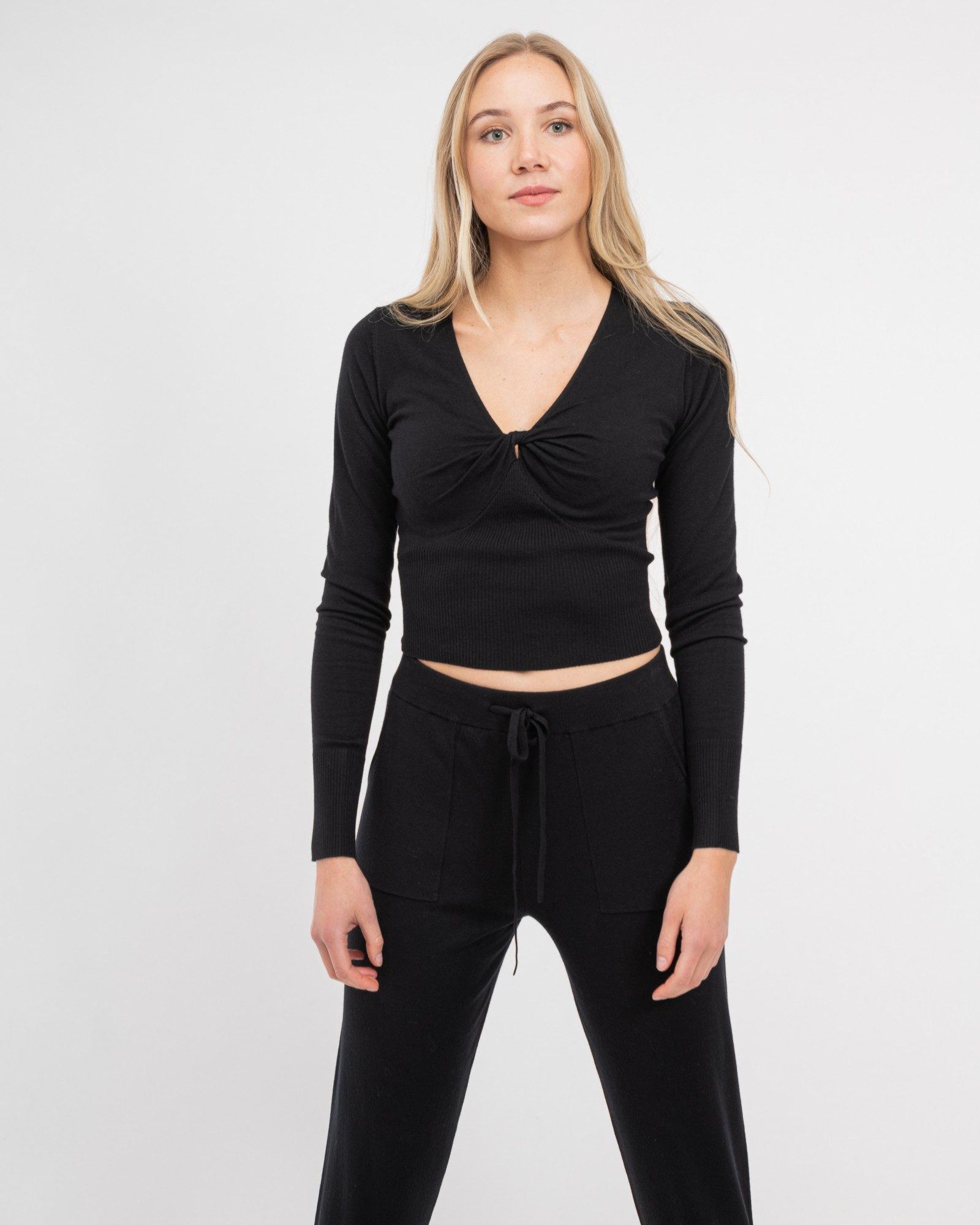 maracujaaa V-Ausschnitt-Pullover LINA unifarben