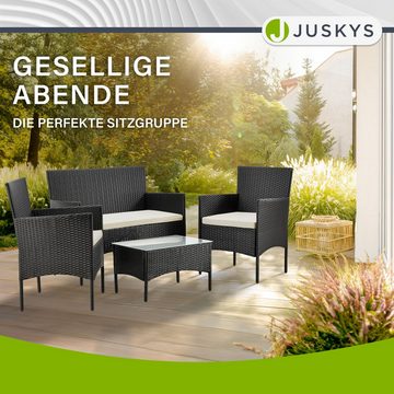 Juskys Gartenlounge-Set Fort Myers, wetterfeste Polyrattan Sitzgruppe für 4 Personen