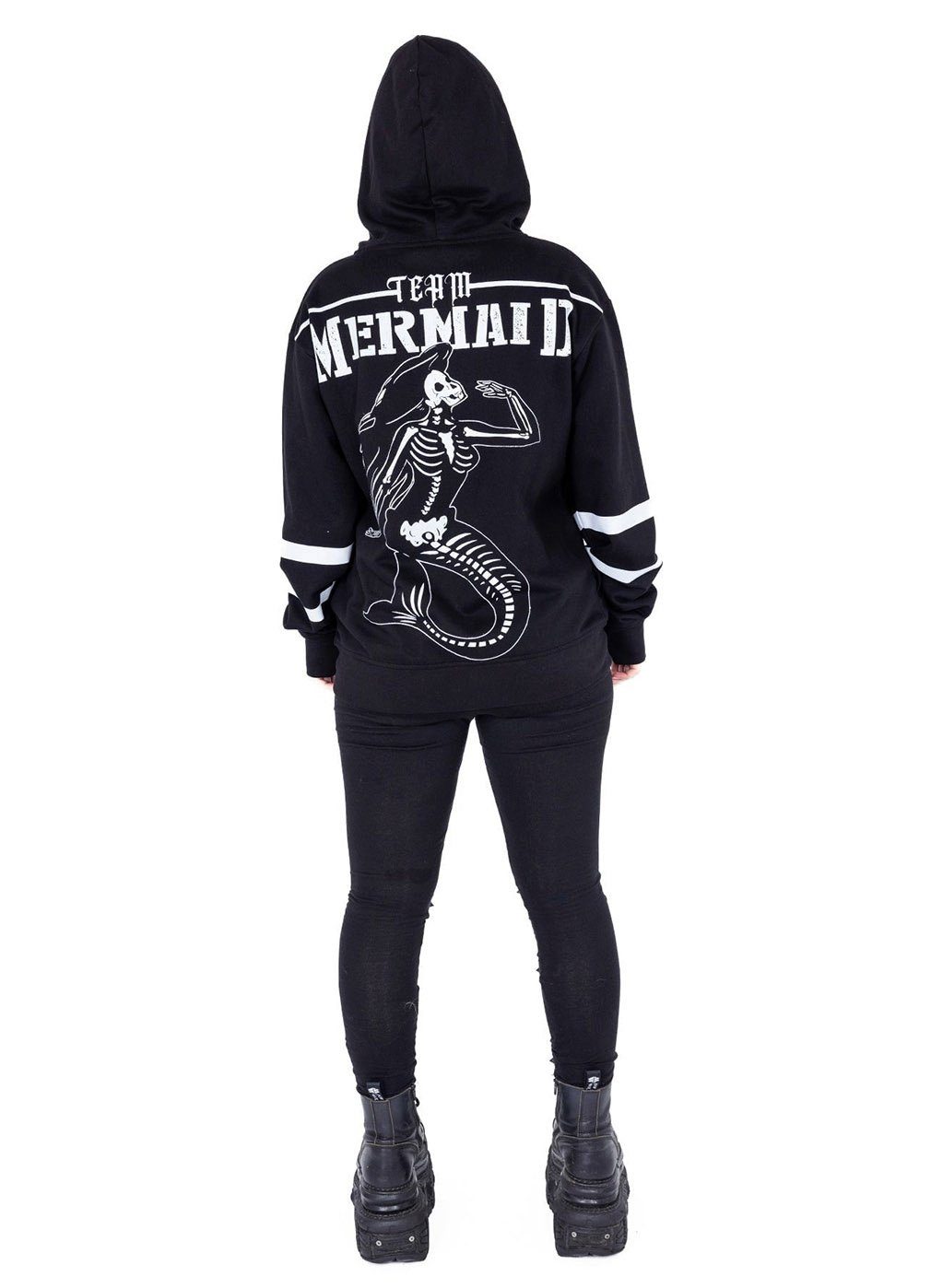 Heartless Kapuzensweatshirt Team Mermaid Hood Zombie Meerjungfrau Skelett