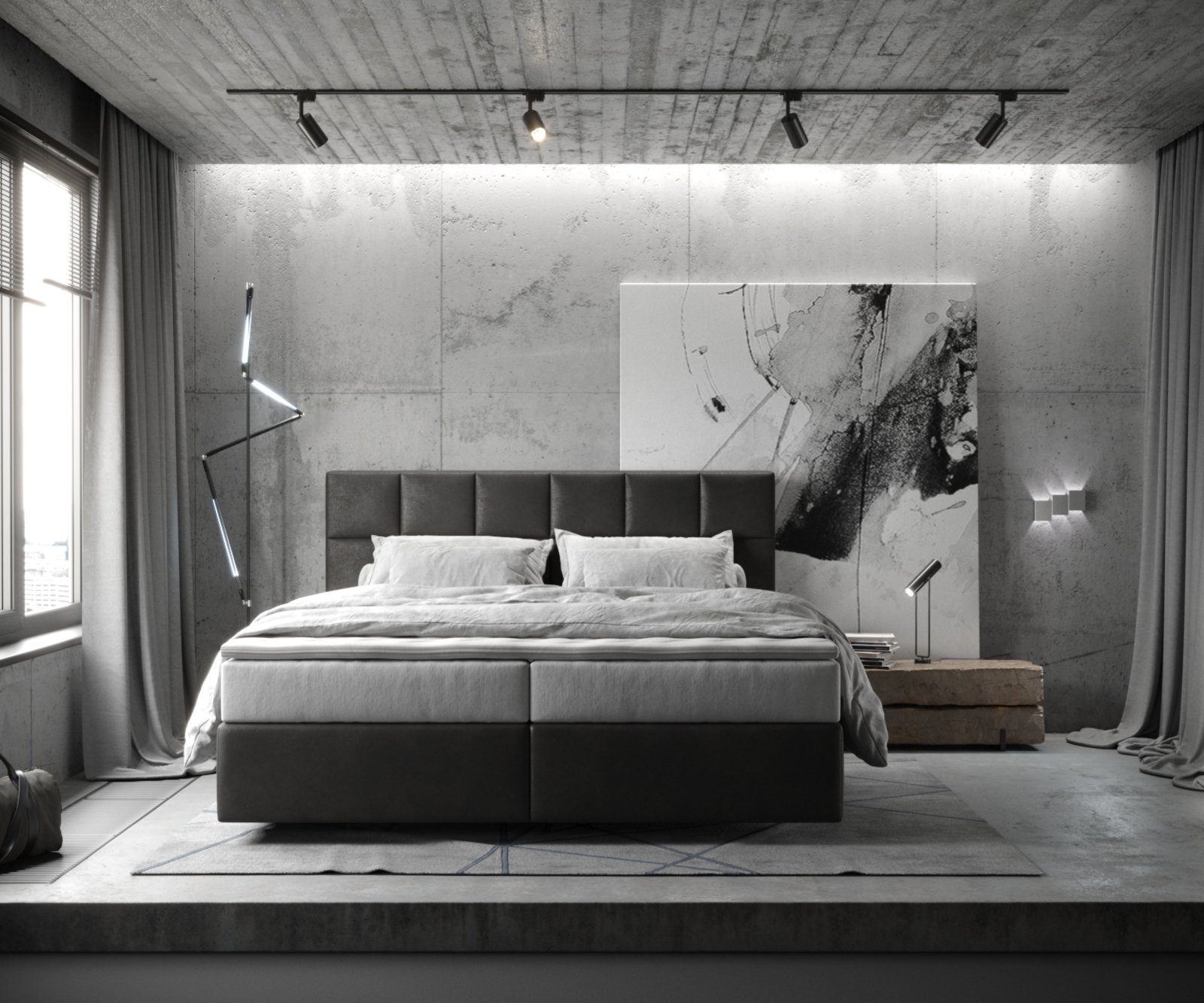 DELIFE Boxspringbett Dream-Fine, Mikrofaser Anthrazit Vintage 180x200 cm TF günstig online kaufen