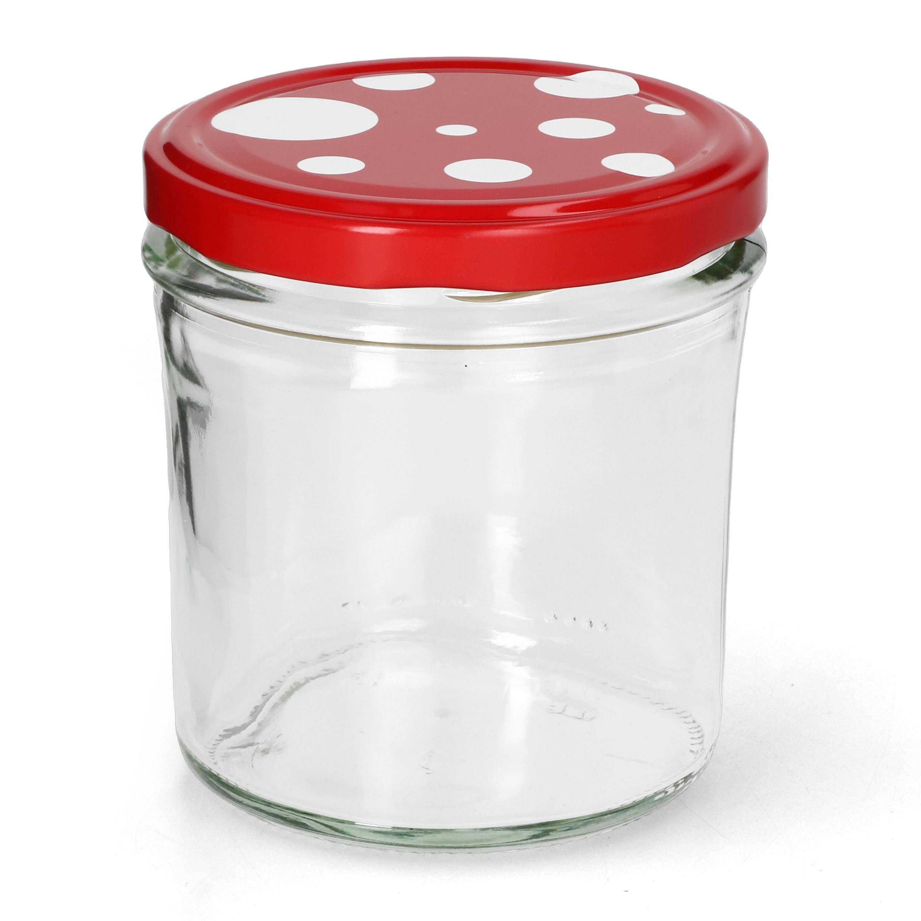MamboCat Einmachglas 20er Set Sturzgläser ml gepunktet, weiß Fliegenpilz rot 350 Glas Deckel