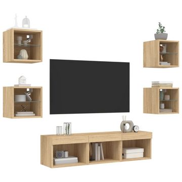 vidaXL TV-Schrank 7-tlg. Wohnwand mit LED-Beleuchtung Sonoma-Eiche Holzwerkstoff (7-St)