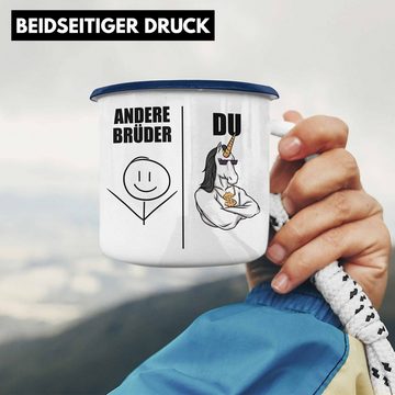 Trendation Thermotasse Trendation - Bruder Geschenk Emaille Tasse Spruch Bester Bruder Geschenkidee von Schwester für Brüder