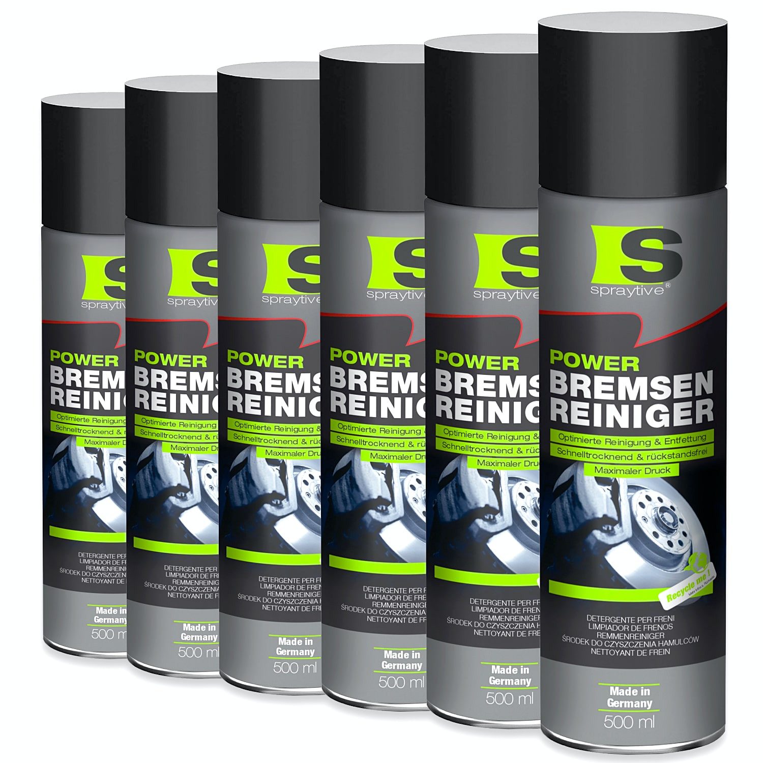 Spraytive 6x 500ml Power Teilereiniger-Spray - Hochwirksamer Kaltreiniger und Bremsenreiniger (Made in Germany)