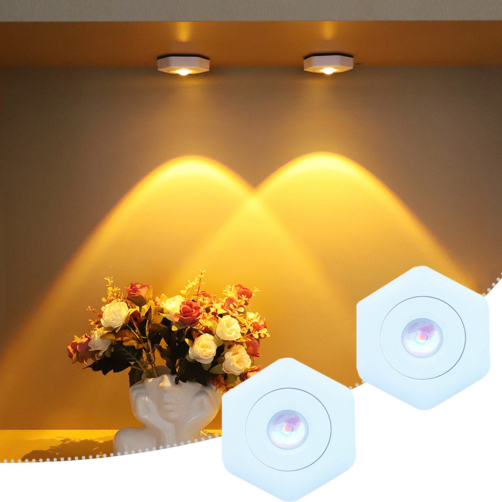 MUPOO Unterschrankleuchte LED-Spots Batteriebetrieben 1/2/4er-Pack, Kabello günstig online kaufen