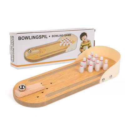 Kind Ja Bowlingball Miniatur-Bowlingkugel, Holz Kleines Spielzeug, Lernspielzeug, kompakt (Tragbare Kits, 10 x kleine Bowlingkugeln, 1 x Stahlkugel), Lässiges Eltern-Kind-Spielzeug, gebogene Schallwand, stabiles Holz