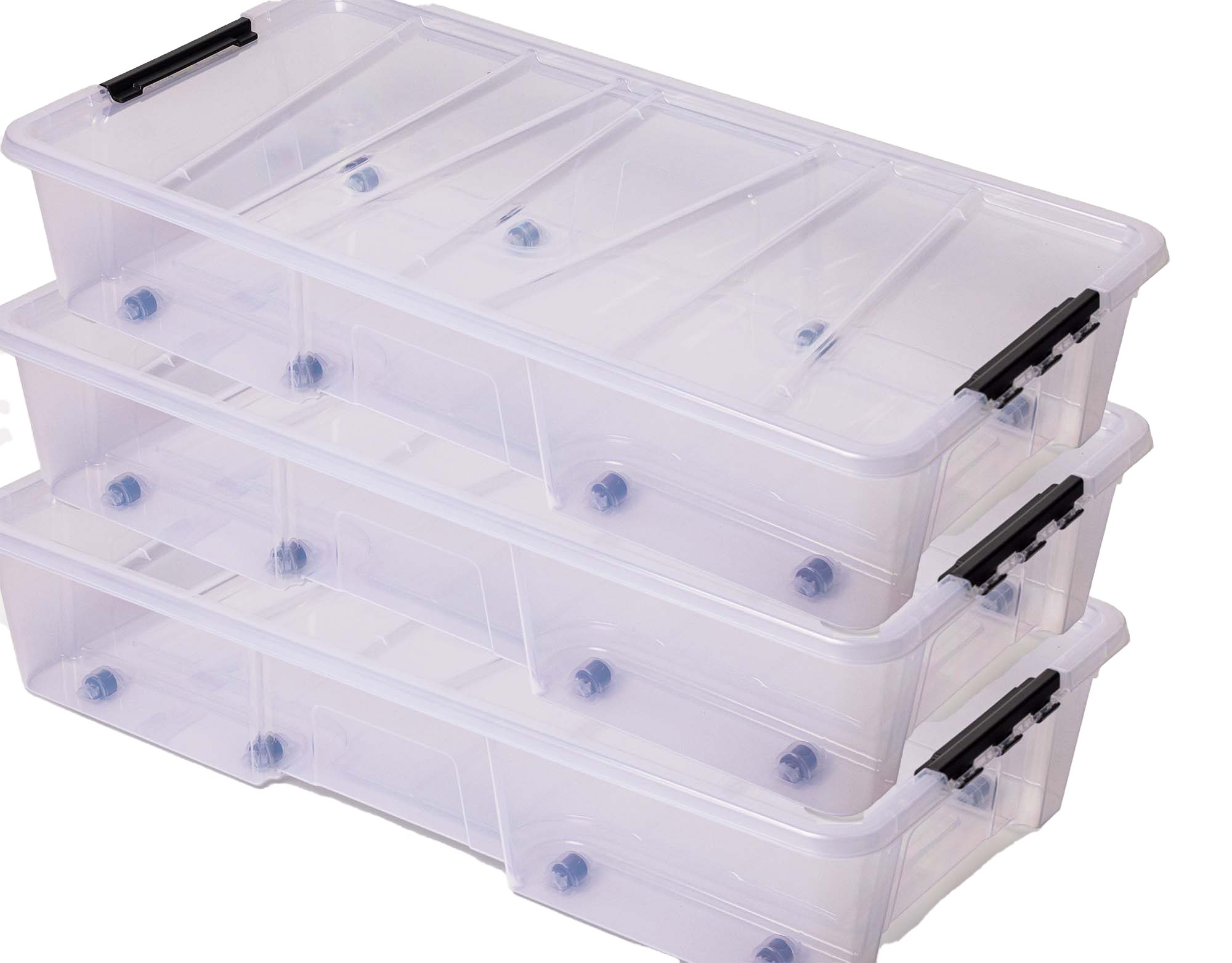 ONDIS24 Aufbewahrungsbox Unterbettbox Jolly Rollbox mit Deckel 25/35L Spielzeugkiste (3 St), transparent, stapel,- und nestbar
