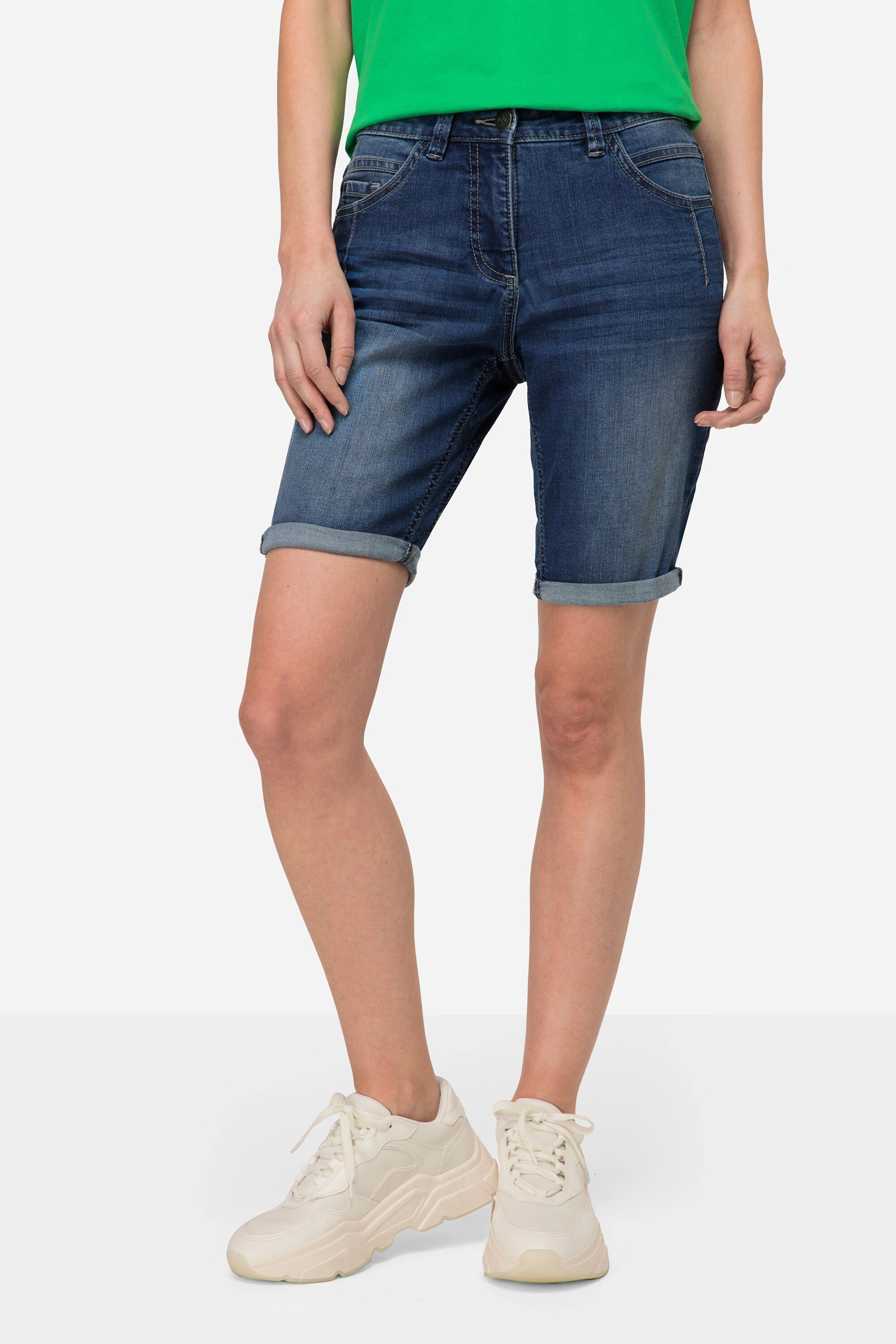 Laurasøn Regular-fit-Jeans Jeans-Shorts 5-Pocket Elastikbund blue denim