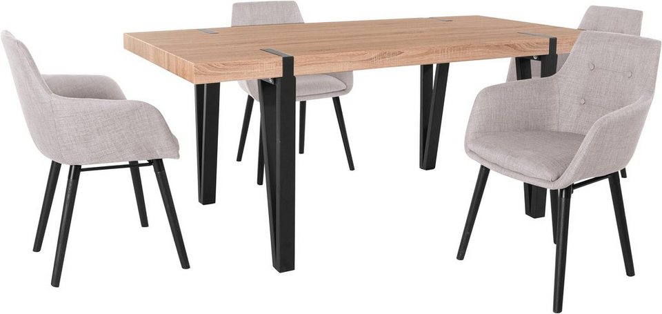 Home affaire Essgruppe Sanchez und Bradford, (Set, 5-tlg), mit Tisch, Breite  180 cm