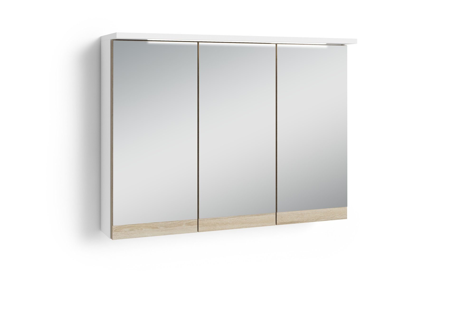 möbelando Spiegelschrank MARINO (BxHxT: 80x60x20 cm) in weiß mit 3 Türen und Absetzungen in Sonoma