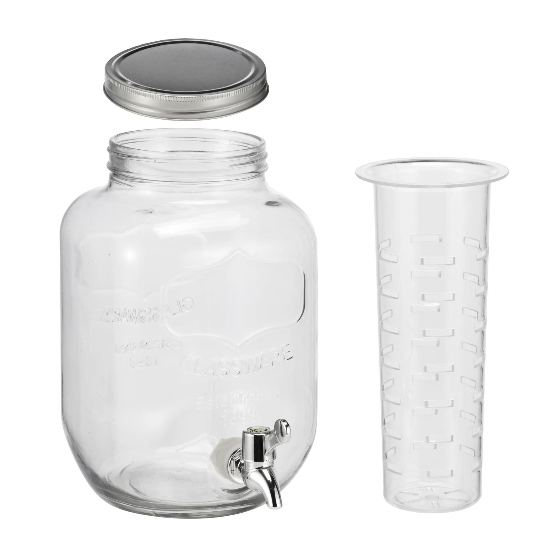 Rungassi Getränkespender Getränkespender Glas mit Zapfhahn 4L Wasserspender Saftspender, 4 Liter