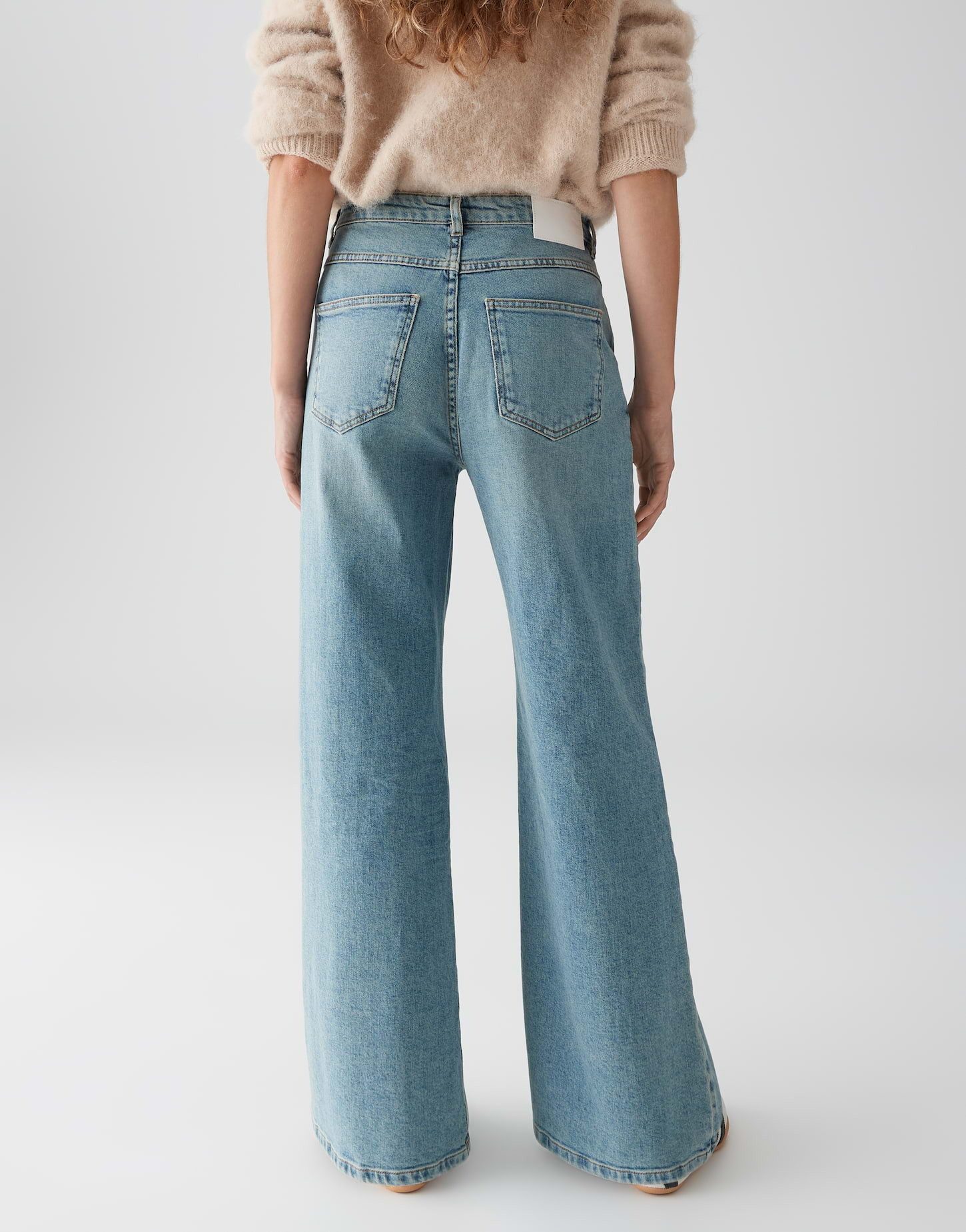 OPUS Palazzohose MINAH PALAZZO URBAN aus Dry Indigo® Mid Rise sehr weiter Beinverlauf, fester Griff, leicht elastischer Stoff