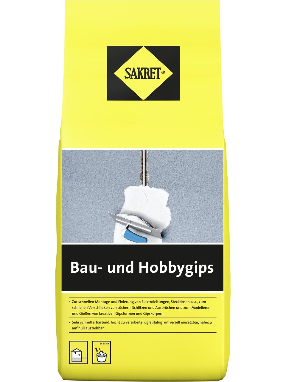 Sakret Gipsputz Sakret Bau- und Hobbygips 1,5 kg Beutel weiß