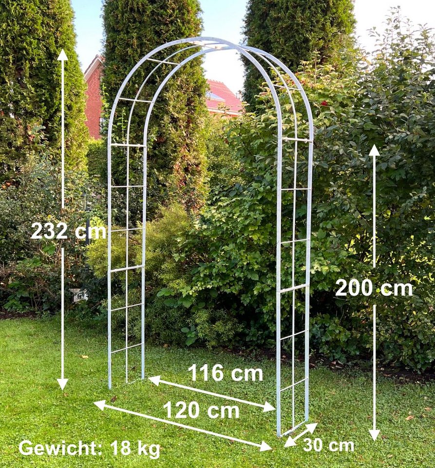 Thumbnail - DanDiBo Rosenbogen Metall Verzinkt Massiv 120 cm Torbogen 96523 Wetterfest Rundbogen