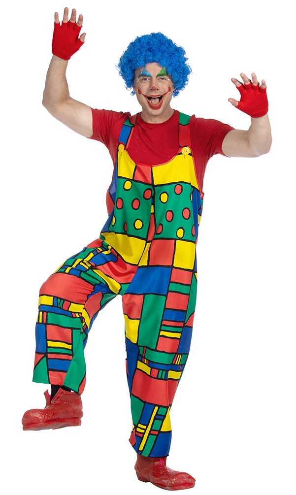 Karneval-Klamotten Clown-Kostüm Herren bunte Clownshose Zirkus Erwachsenekostüm, Clown Kostüm Narre Pierrot Harlekin Männer Gruppenkostüm Karneval
