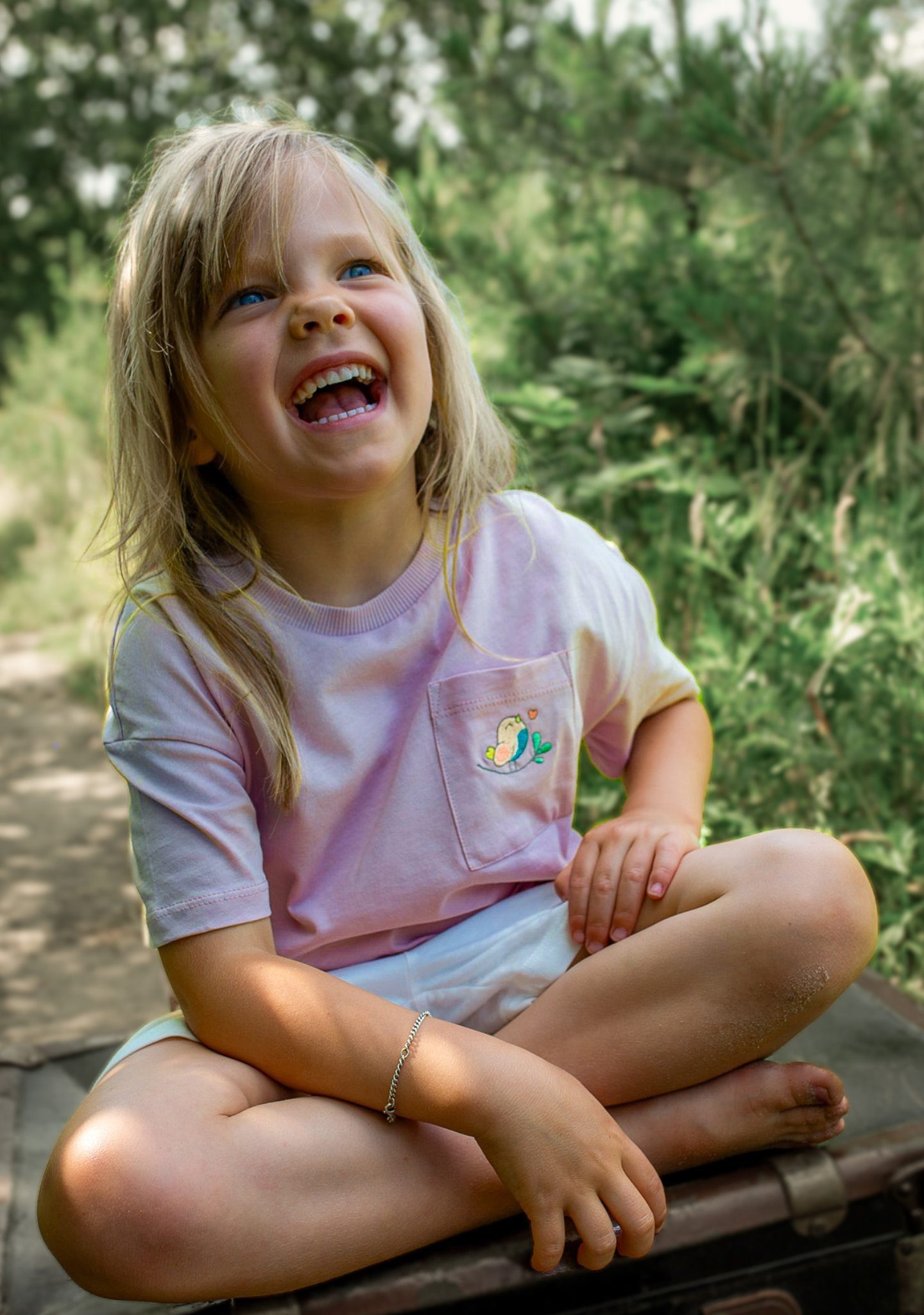 Noah's Ark T-Shirt Shirt für Kinder mit Brusttasche Flieder aus Baumwolle 100% Baumwolle, in Unifarbe