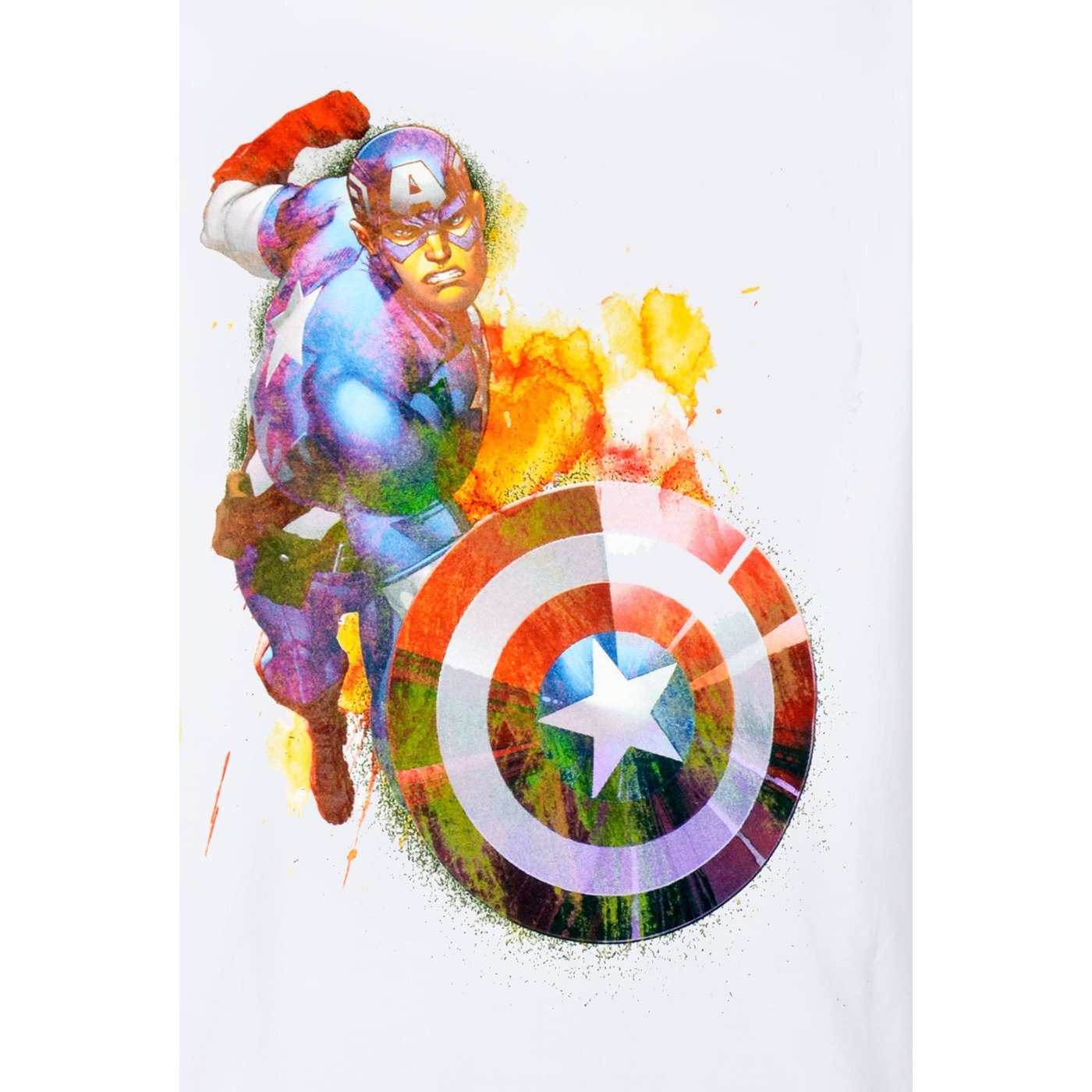 Weiß Marvel America T-Shirt für – Captain Labels® Männer United T-Shirt