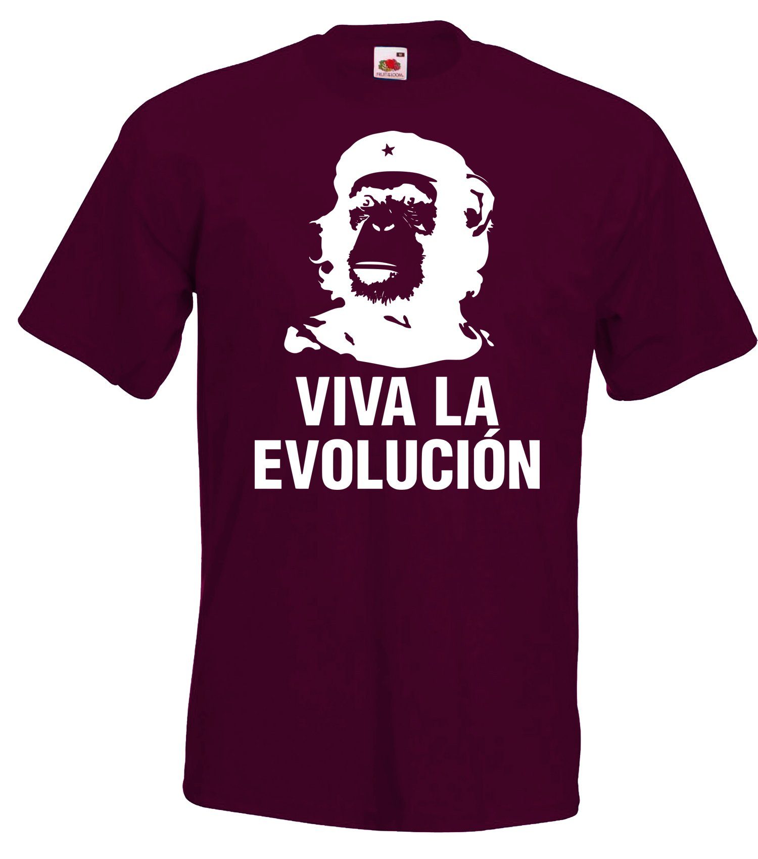 Youth Designz T-Shirt Viva la Evolucion Herren Fun T-Shirt mit trendigem Frontdruck Burgundy