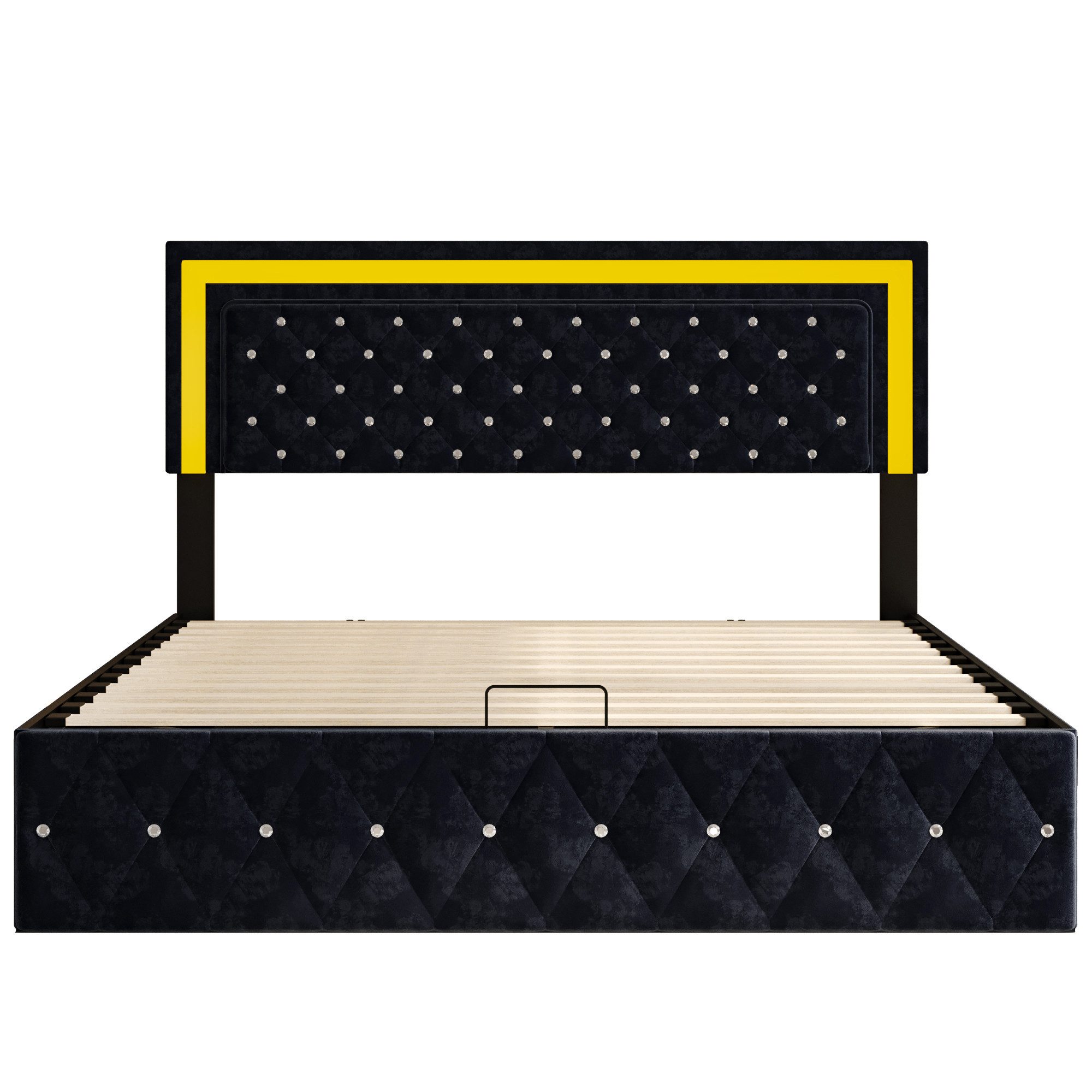 Furnishings Home Polsterbett Doppelbett Stauraumbett LED-Licht + Stauraum ( günstig online kaufen
