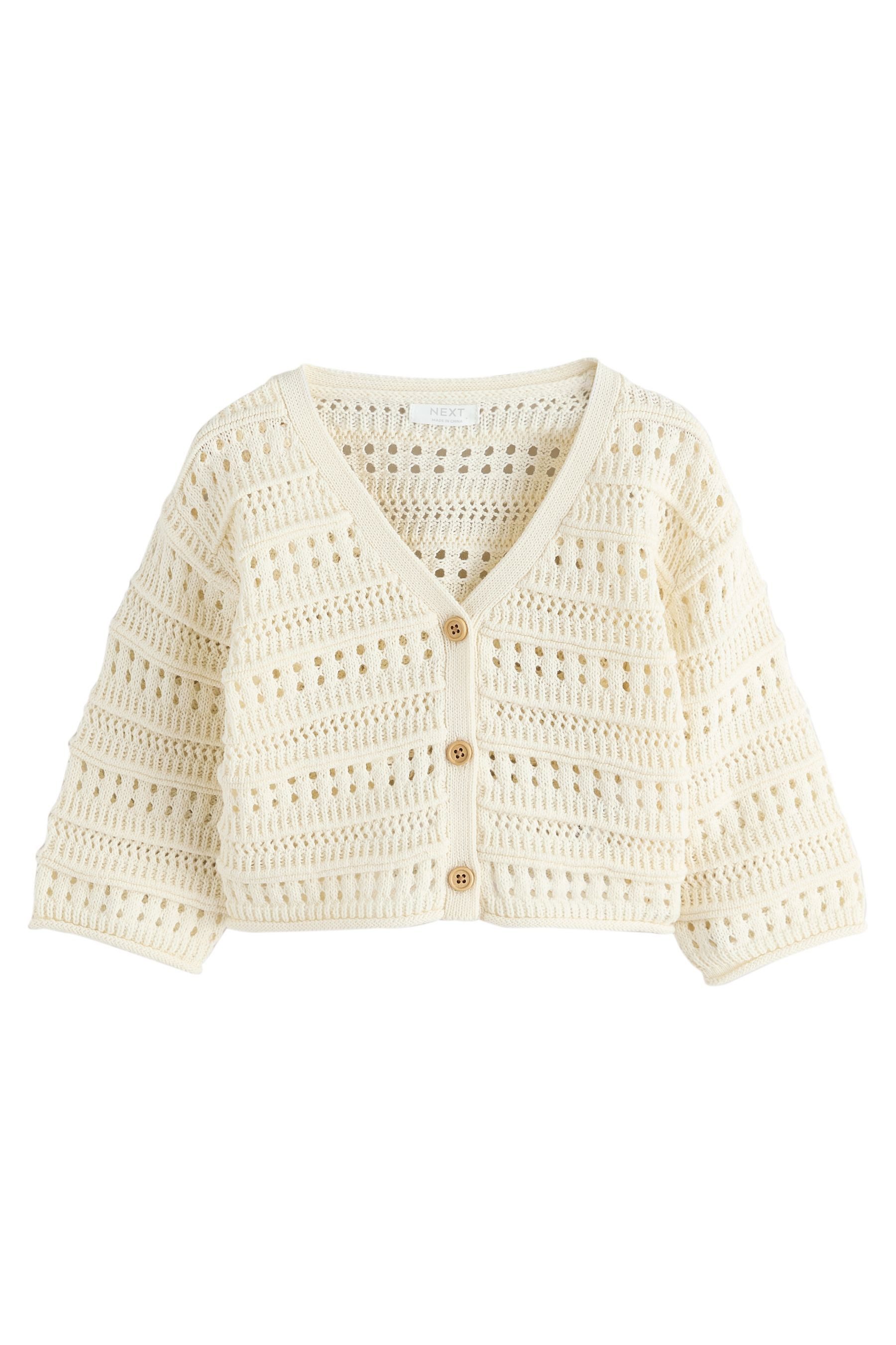 Next Strickjacke Häkel-Strickjacke mit V-Ausschnitt (1-tlg)