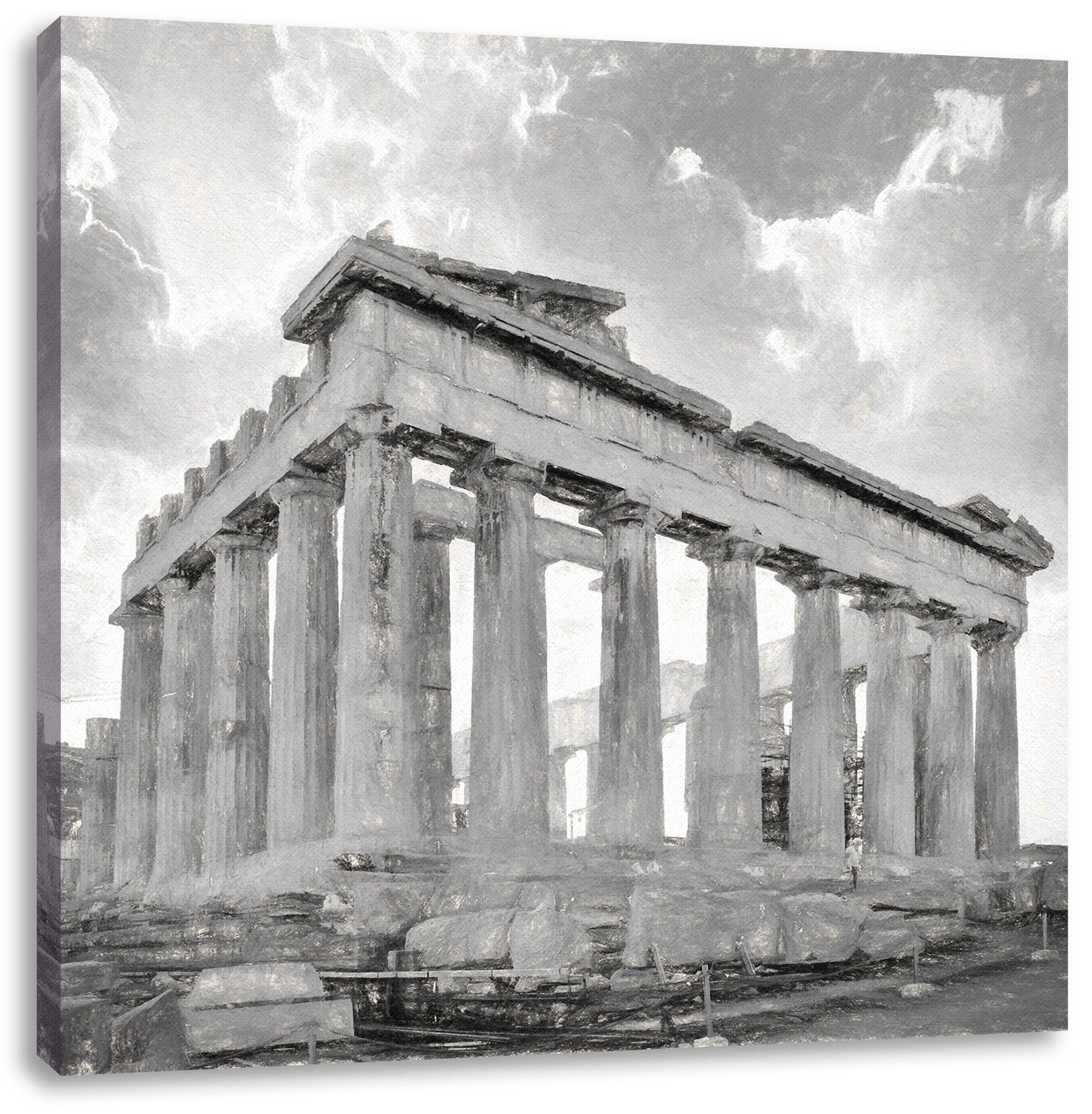 Pixxprint Leinwandbild Akropolis in Leinwandbild fertig in bespannt, (1 Athen St), Akropolis Zackenaufhänger Athen, inkl