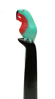 DanDiBo Skulptur Deko Figur Papagei Vogel aus Holz Skulptur Türkis 80 cm Holzvogel Handgeschnitzt Stehend Tierfigur Schnitzskulptur, aus Tropenholz