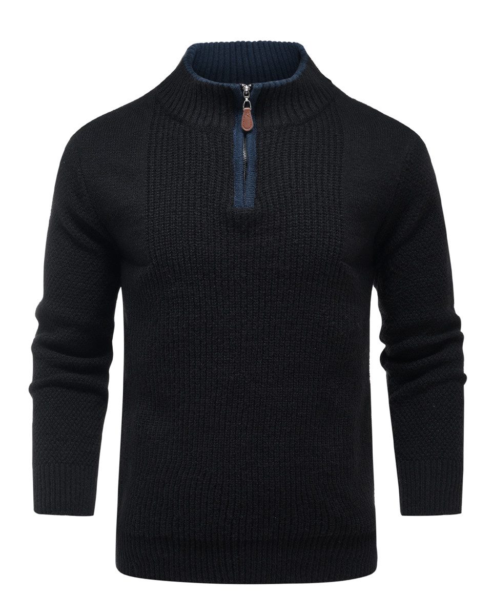 Allthemen Strickpullover mit Reißverschluss Troyer Zip Herren casual Stehkr günstig online kaufen