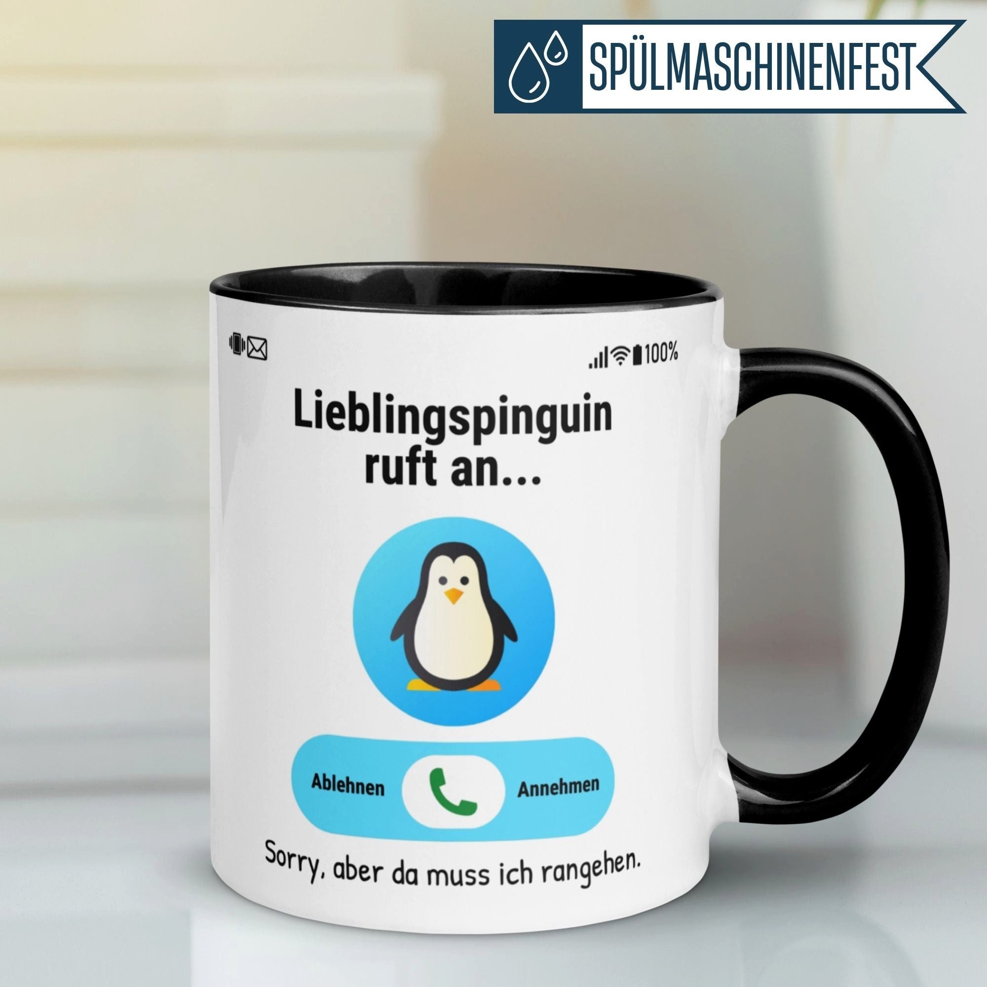 Momentals Tasse Pinguin – „Lieblingspinguin ruft an“ – lustiges Geschenk zum Jahrestag, Gratis Versand · Links-&Rechtshänder · Spülmaschinenfest