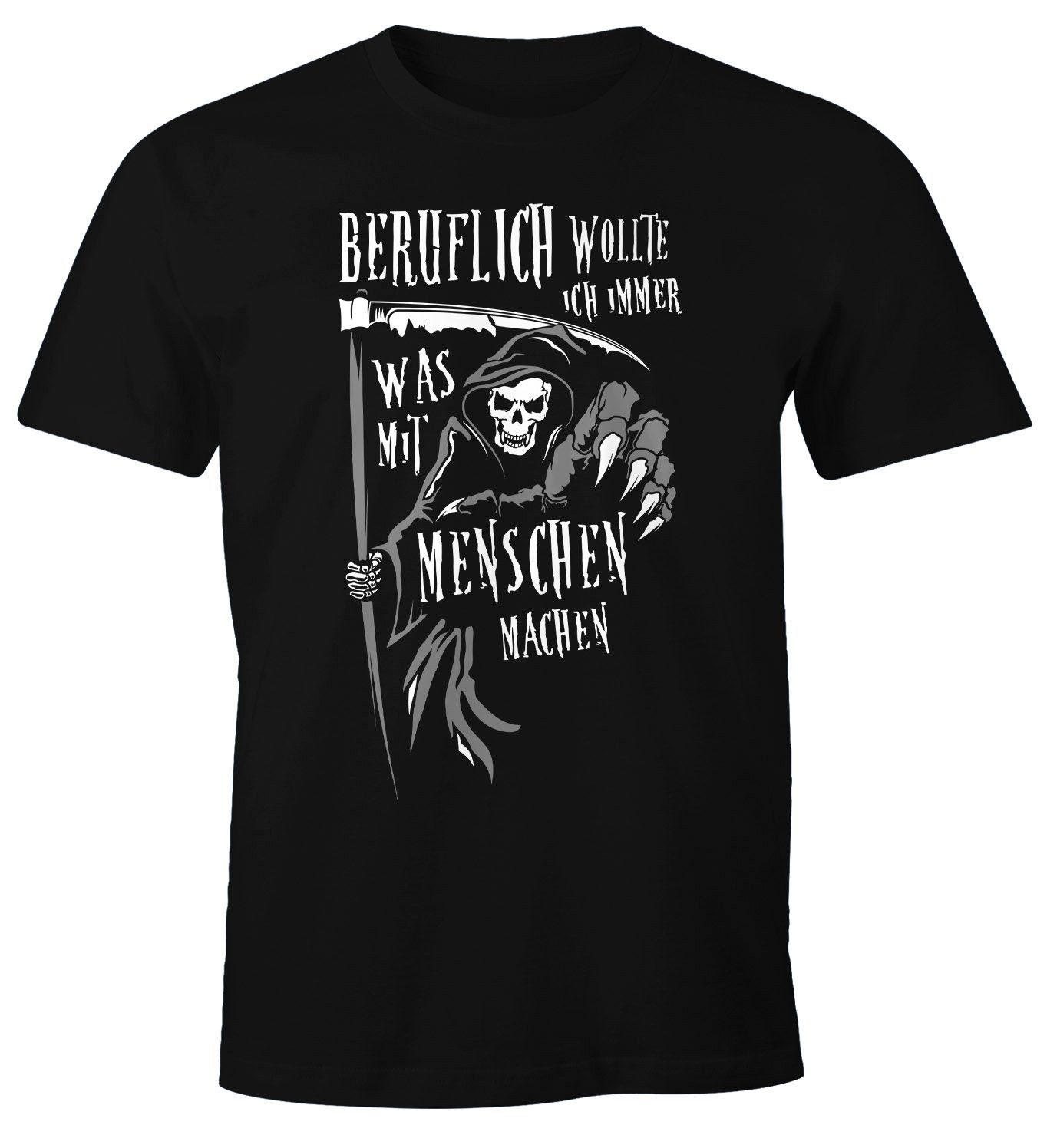 MoonWorks Print-Shirt Herren T-Shirt Sensemann Spruch lustig schwarzer Humor Ironie mit Print