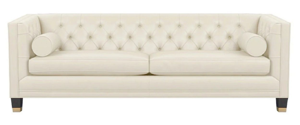 JVmoebel Sofa Creme Design Sofa, Leder Modern Europe in Couchen Dreisitzer Chesterfield Made